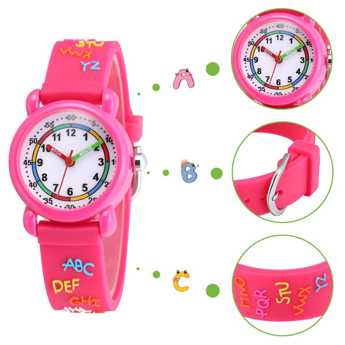 Jewtme Kids Time Teacher Watches 3D Cute Cartoon Silicone Children Toddler Butterfly Wrist Watches for Ages 3-10 Boys Girls Little Child