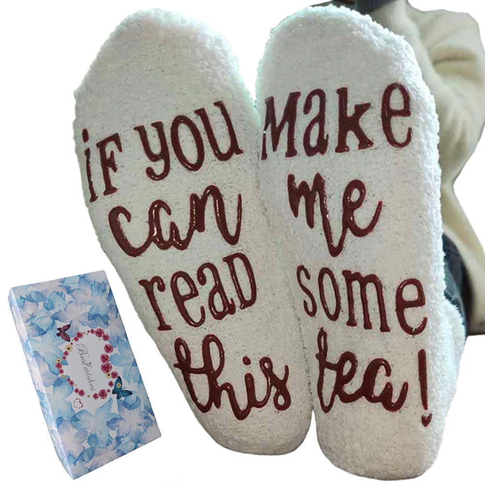 Himozoo Dog Lovers Gifts For Mum Women Non Slip Fluffy Socks, The Dog Is On My Lap Socks, Novelty Fluffy Socks For Wife,Daughter, Birthday Gifts for Women Girls (White-Tea)