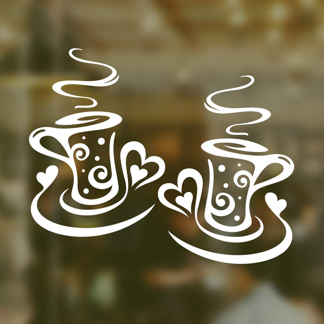 2 Cups wall sticker kitchen wall art decor vinyl decal tile decoration coffee poster home office removable quote transfer stencils accessories wallstickers diy sweet print saying heart window graphics