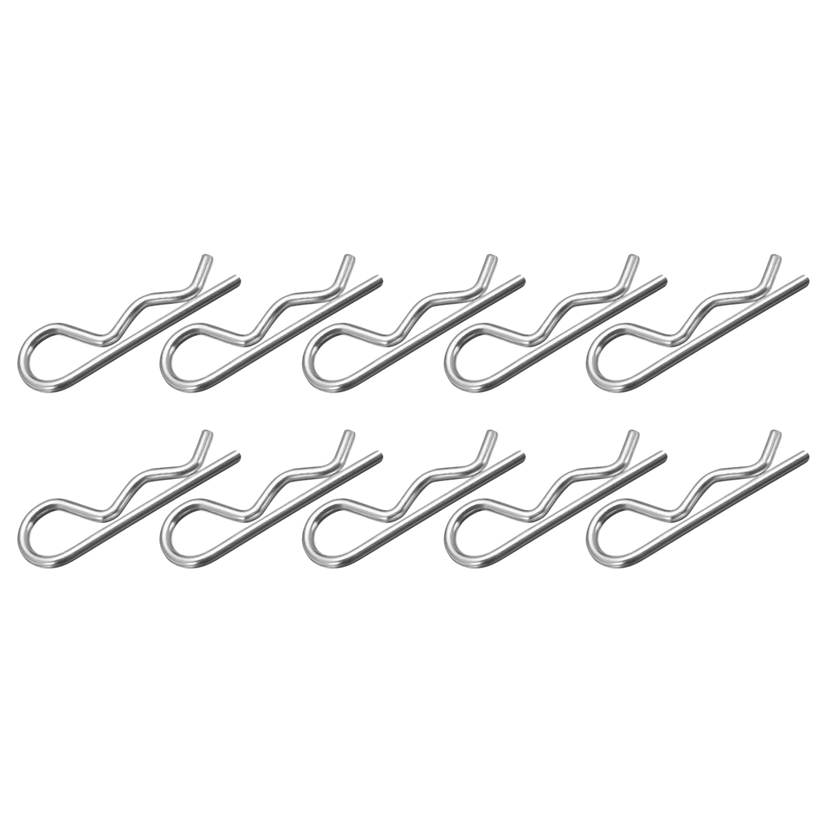 METALLIXITY Cotter Pins (1.8mm x 32mm) 50Pcs, Carbon Steel R Shaped Spring Clip Pins for Hitch Pin Lock Systems, Silver Tone