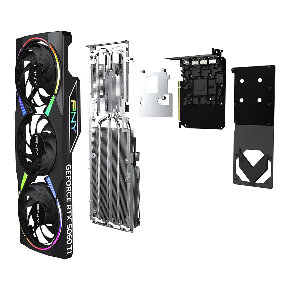 PNY NVIDIA GeForce RTX? 5060 Ti 16GB ARGB Overclocked Triple Fan Graphics Card (DLSS 4, PCIe 5.0, HDMI/DP 2.1, 2-Slot, Epic-X? RGB Lighting)
