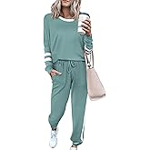 PRETTYGARDEN Women Fall 2 Piece Lounge Outfit Long Sleeve Tops High Waisted Jogger Pants Set Spring Travel Clothes Tracksuit