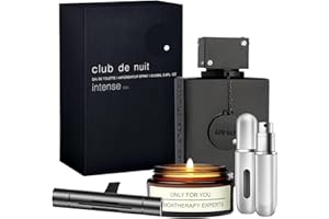 PERFUME4ALL Club De Nuit Intense for Man | 3.6 Oz EDT Spray Gift Set with Lavender Soy Candle (5 ml), Car Air Fresheners, and Empty Travel Perfume Atomizer Perfect Kit for Men & Boy