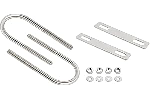 Aoje-Link Round U-Bolts 1.77"(45mm) Inner Width M8 Thread 304 Stainless Steel Silver with Plates Nuts Flat Washers for Car/RV/Trailer Bumper, 2Pcs