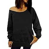 lymanchi Womens Off Shoulder Sweatshirts Long Sleeve Slouchy Sexy Casual Pullover Tops