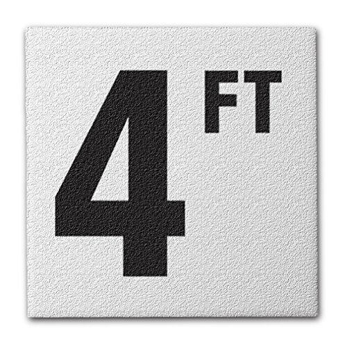Ceramic Swimming Pool Deck Depth Marker " 4 FT " Abrasive Non-Slip Finish, 4 inch Font