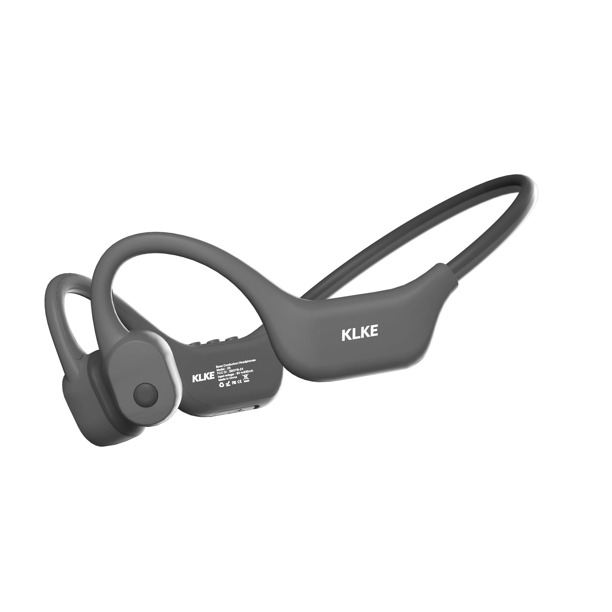 KLKE Open-Ear Bone Conduction Headphones, IP66 Waterproof, Integrated Transducer Running Headphones with Dual Mode, Rear Safety Light, 10H Battery,Advanced Mic for Cycling, Hiking & Outdoor Sports