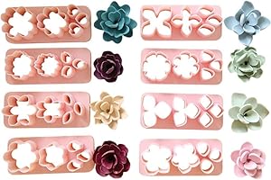 Flower Petal Clay Cutters 8 Pcs Petal Flower Shape Polymer Clay Cutters Mold Soft Pottery Clay Cutters for Making Earrings Je