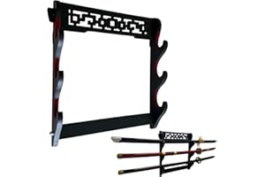 GUIIYLGG Sword Holder Katana Wall Mount - 3 Tier Velvet Padded Katana Stand Samurai Rack Samurai Sword Display Rack Wand Wakizashi Sword Stand Zoro Animation Sword Display