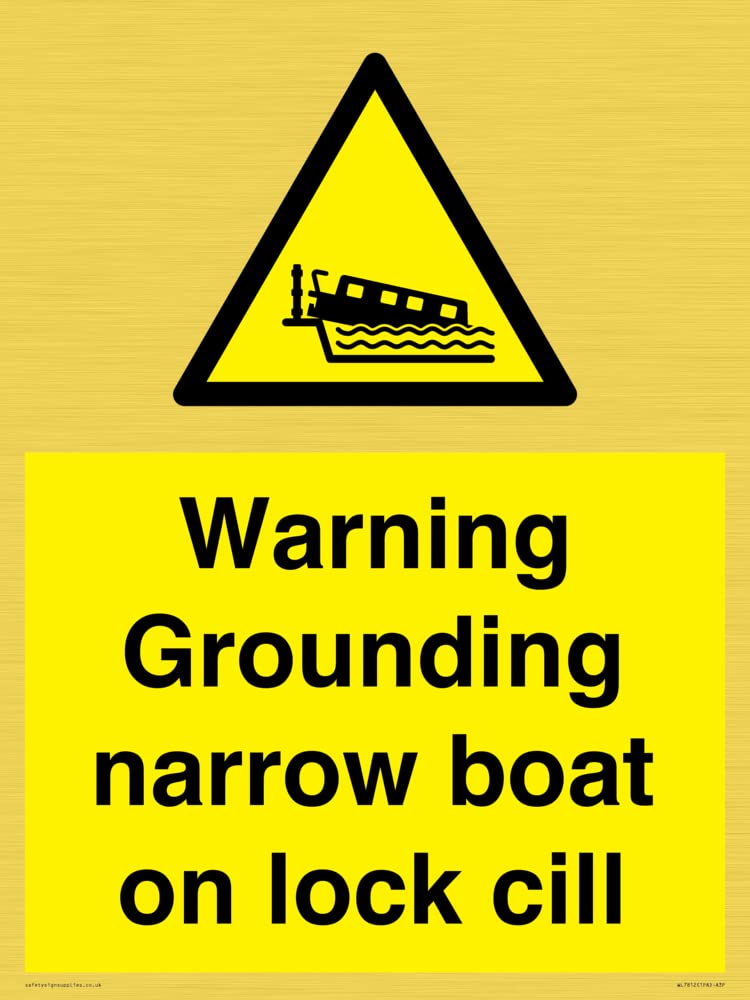 Warning Grounding narrow boat on lock cill Sign - 300x400mm - A3P