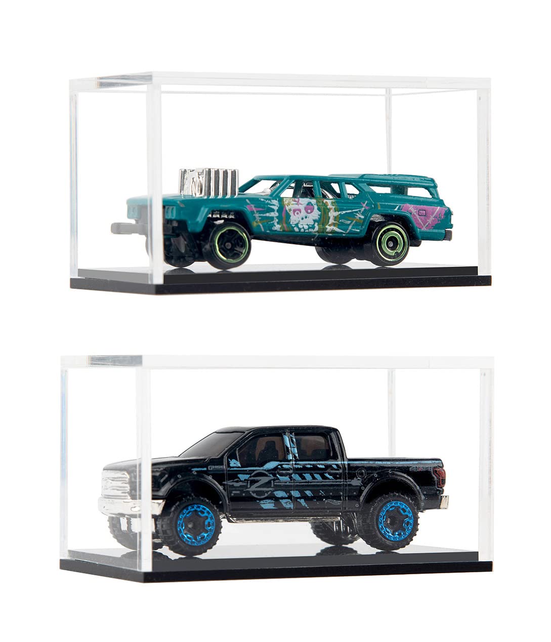 2 Pack Clear Acrylic Hot Wheels Display Case Hotwheels Matchbox 1