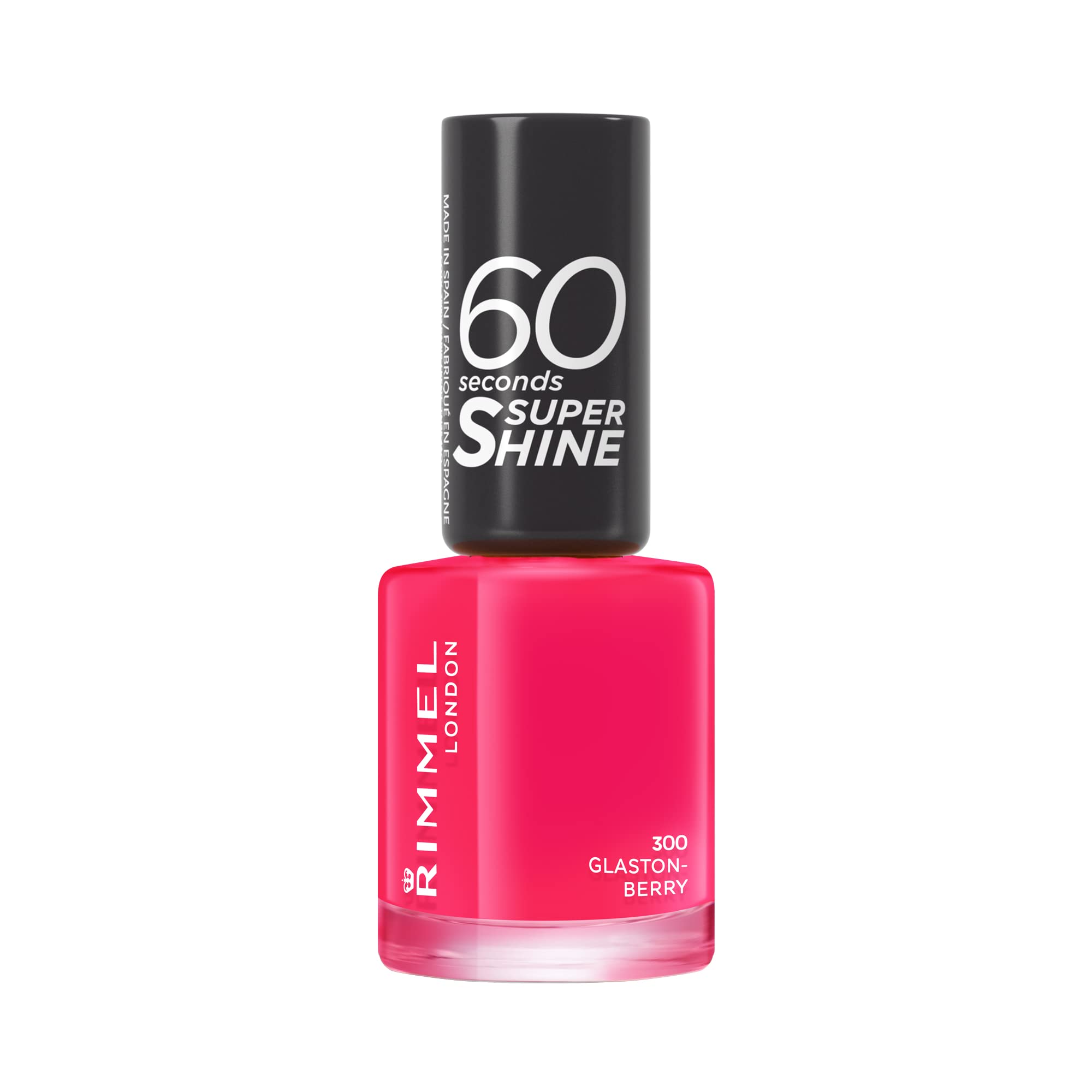 Rimmel 60 Seconds Super Shine Nail Polish, 300 Glaston-Berry, Quick-Dry Nail Polish, Ultra-Shiny Finish, Easy to Apply, Vibrant Colour, Long-Wearing, Clean and Improved Formula, Vegan, 8ml
