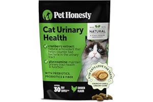 PET HONESTY Cat Urinary Tract Health Crunchy & Creamy Chews - Promotes Healthy Digestion & Normal Bladder Function with Cranberry, Antioxidants, & Probiotics - Gut + Bladder Support Supplement (30 Day Supply)