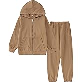 Ritatte Little Girls Boys Sweatsuit Solid Zipper Hooded Sweatshirt Tops Sweatpants Jogger Set Kids 2Pcs Fall Winter Outfits