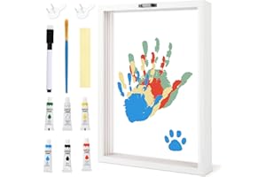 WAYASDCU Family Handprint Kit, Baby Hand and Footprint Kit DIY Handmade Keepsake Wooden Frame Gifts for New Parents for Grandparent Mother's Day Anniversary Day Father's, 6 Non -Toxic Paints