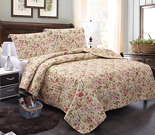 JML Quilt Set King Size - Brushed Microfiber - 3 Pieces - Soft and Breathable, Lightweight Printed Bedding Bedspread Set