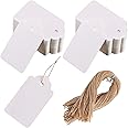 SallyFashion 200PCS White Gift Tags, Hang Tags with String Blank Lables for DIY Bookmarks Scrapbooks (2.8×1.7 Inch)