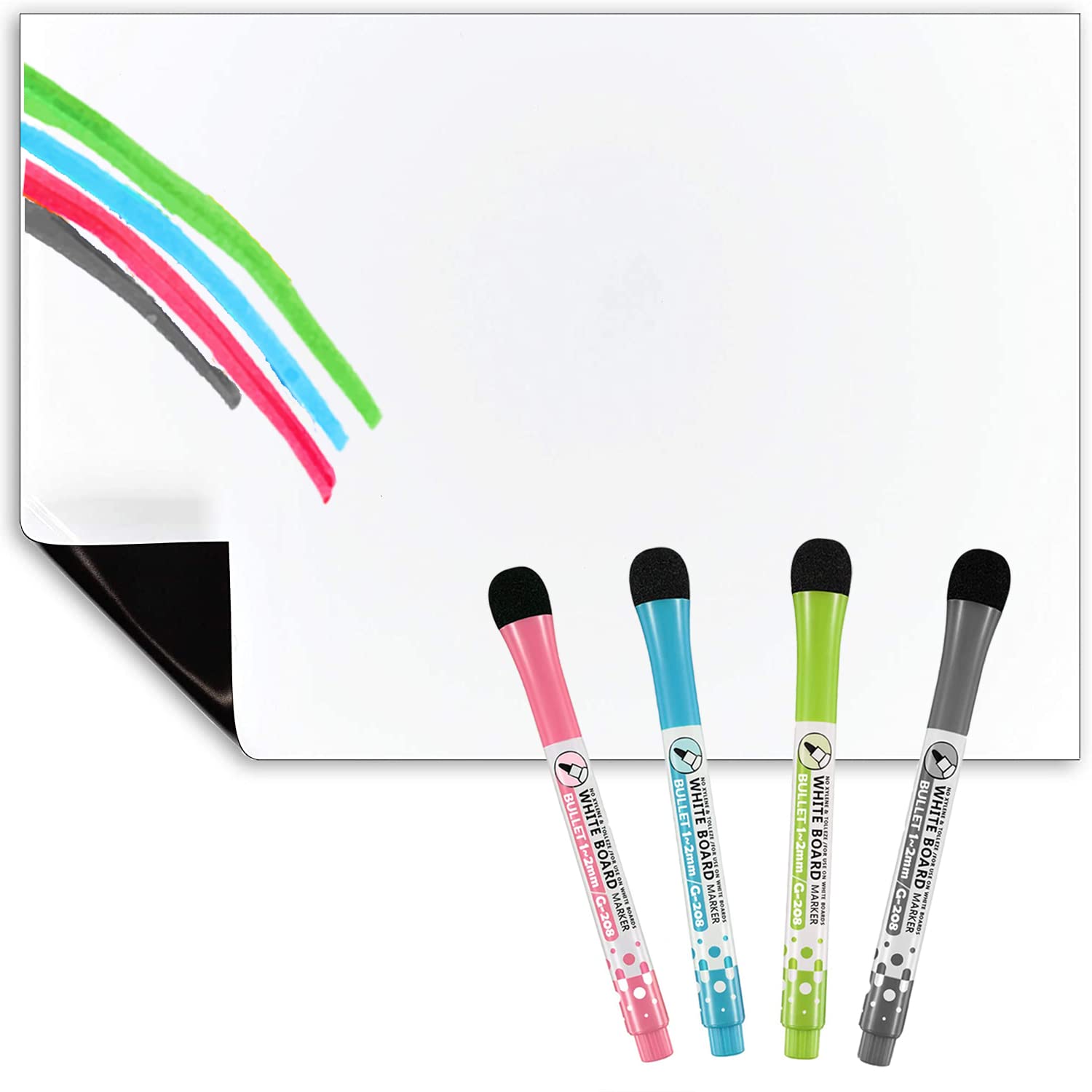 TMS Fridge Magnet Whiteboard Large 50 x 30cm | use as Magnetic Weekly Planner, Dry Wipe Memo Board, Meal Planner, Kitchen Notice Board for Notes or Reminders | To Do List with Dry Erase Markers