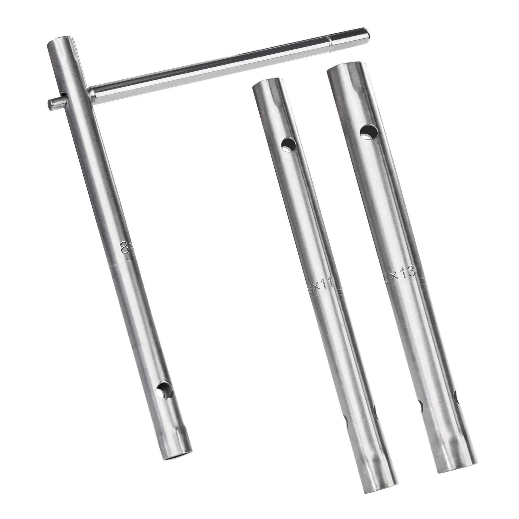 HAUTMEC 3PCS Tubular Box TapSpanner Wrench Set With Tommy Bar, Dual-Ended Socket Wrench, Plumber Repair Metric Tap Spanner Set for Water Taps Installation Plumber Back Nut Tap -8×9mm, 10×11mm, 12×13mm