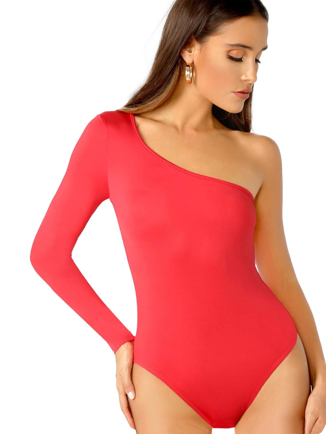 one shoulder long sleeve bodysuit