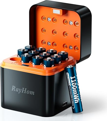 Anegine Lithium batterij, AA-batterijen, oplaadbaar met oplader, 3600 mWh 1,5 V, oplaadbare knipperende batterijen, AA lithiumbatterij, oplaadcycli tot 2000 (verpakking van 8