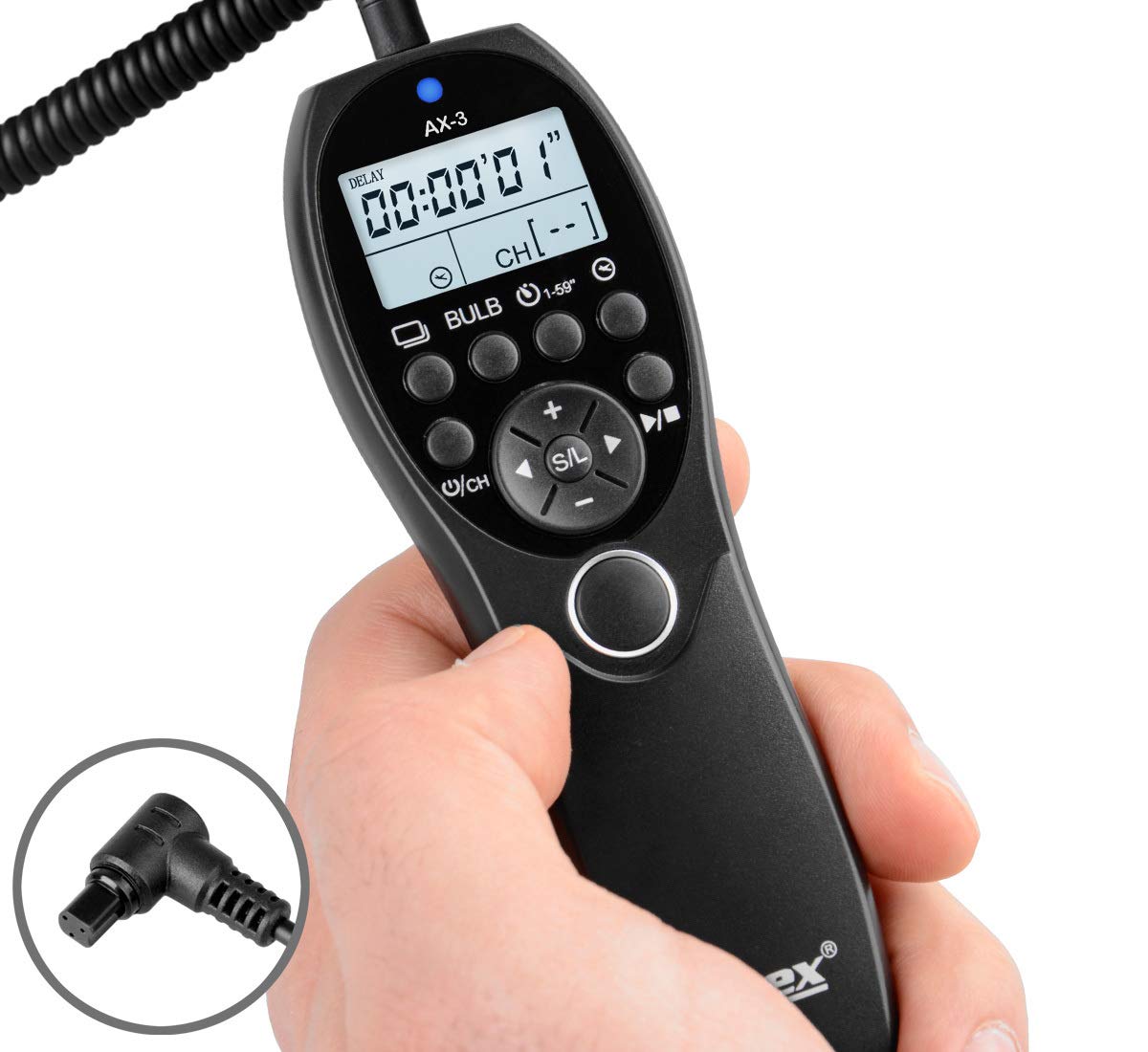 ayex Timer Remote Control AX-3, Compatible with Canon (N3) e.g. EOS R5 7D 7DII 6D 6D Mark II 50D 5DII 5DIII 5D Low/High-Speed Continuous Shooting, Long Exposure (Bulb), and Timed Shooting