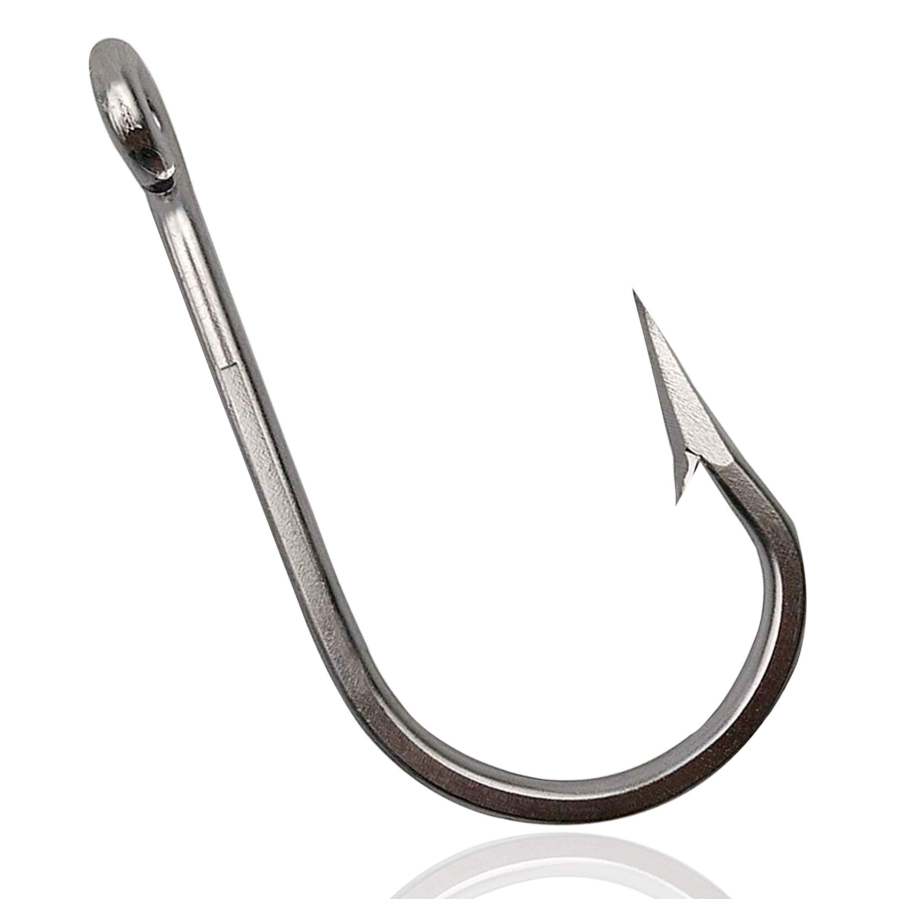 Tuna Fishing Hooks Forged Stainless Steel Big Game Shark Tuna Fishing Hooks Saltwater Freshwater Fishing (6/0-10pcs)