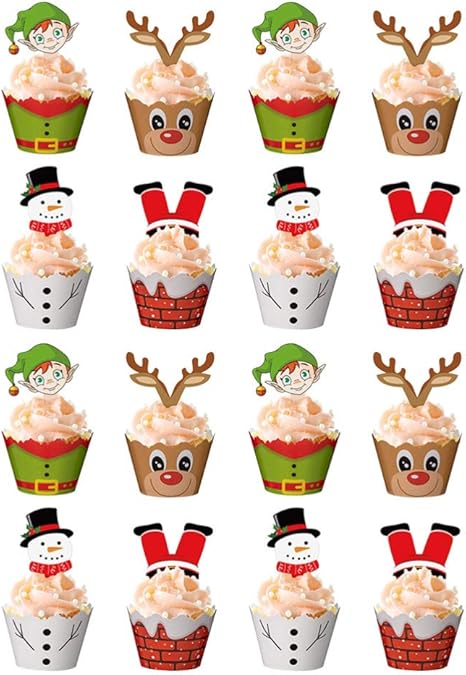 Amazon Toyvian 72ピース セットクリスマスカップケーキトッパーとラッパークリスマスケーキデコレーションホリデーバンケット ケーキトング オンライン通販