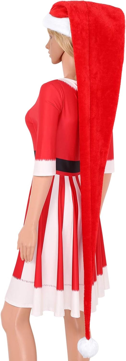 Dpois Femme Robe A Capuche Noel Velours Tutu Robe Noel Rouge Princesse Deguisement Costume Mere Noel Cosplay Robe Soiree Lutins Christmas Performance Anniversaire Mariage Vetements Deguisements Et Accessoires