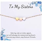 Kvekstio Three Sister Bracelet - Minimalist 3 Sisters Trio Bond Gift for Birthday Christmas Graduation, Stainless Steel Hearts Charm, Gold Chain Friendship Jewelry for Sisters BFF Bestie