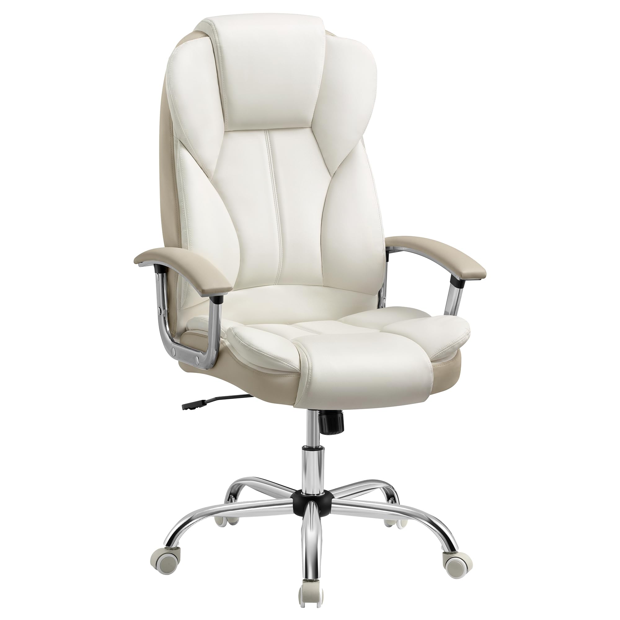 SONGMICS Bürostuhl, Schreibtischstuhl, Gaming-Stuhl mit Armlehnen, Computerstuhl, Chefsessel, höhenverstellbar, Homeoffice, Arbeitszimmer, cremeweiß-kamellbraun OBG057W01