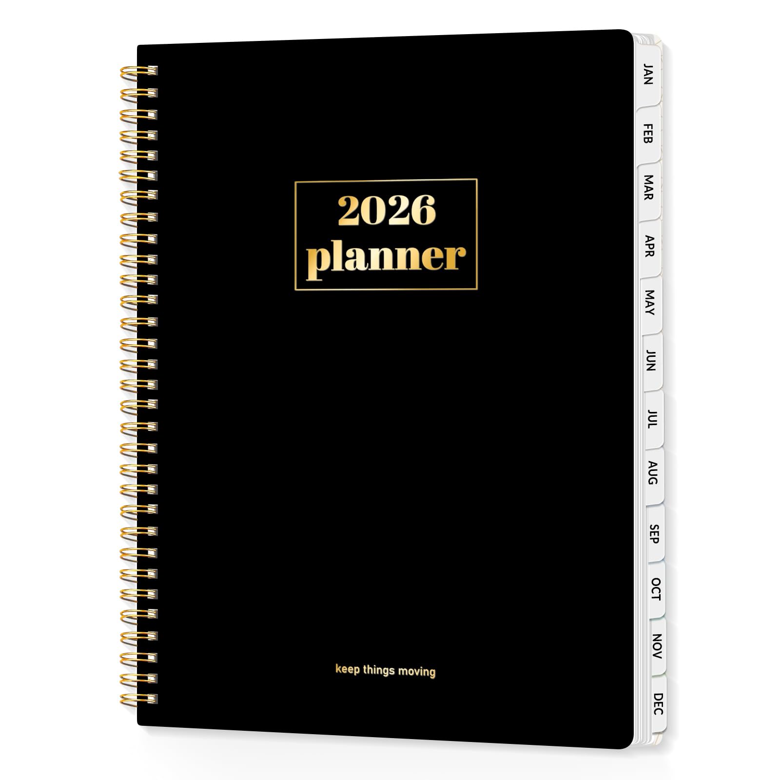 Photo 1 of SUNEE 2026 Planner, Weekly and Monthly Calendar Planner, January 2026-December 2026, Daily Agenda with Tabs, Note Pages, Spiral Binding, 8.5"x11", Black