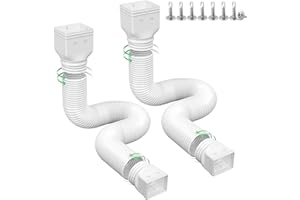 Ogutter Rain Gutter Downspout Extensions, Downspout Extender for Rainwater Drainage Flexible, Down Spout Drain Extension Pipe and Extendable from 21 to 66 Inches (2 Pack, White)