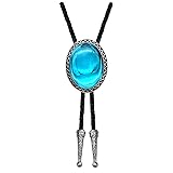QUKE Ice Blue Stone Bolo Tie Native Western Cowboy