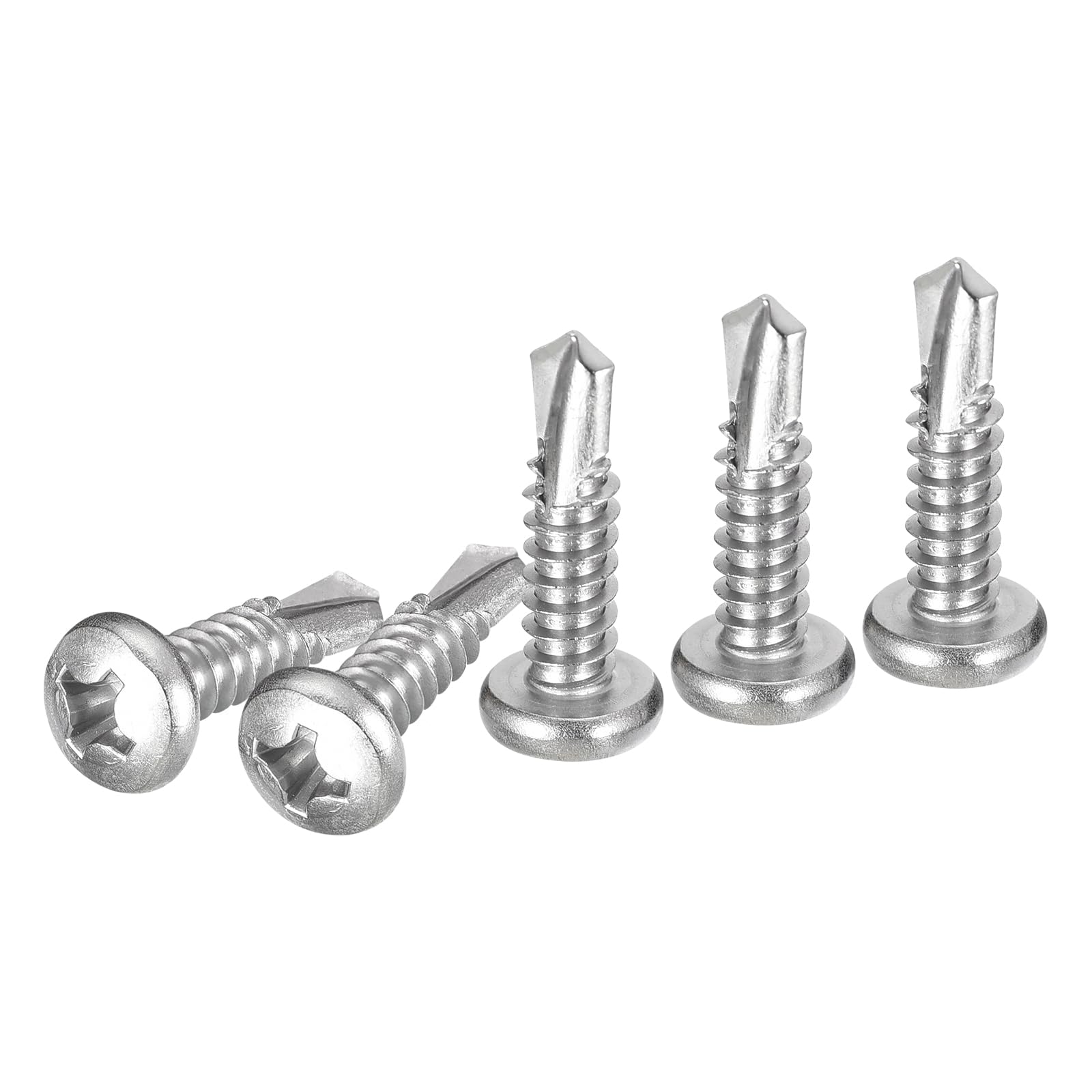 DTGN #14x1" Pan Head Self Drilling Screws - 50Pack - 410 Stainless Steel Phillips Drive Self Tapping Sheet Metal Screws — image 1