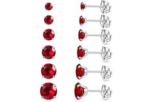 GOGOEY 6 Pairs Stud Earrings Set, Hypoallergenic Cubic Zirconia Earrings 316L Stainless Steel CZ Earrings 3-8mm