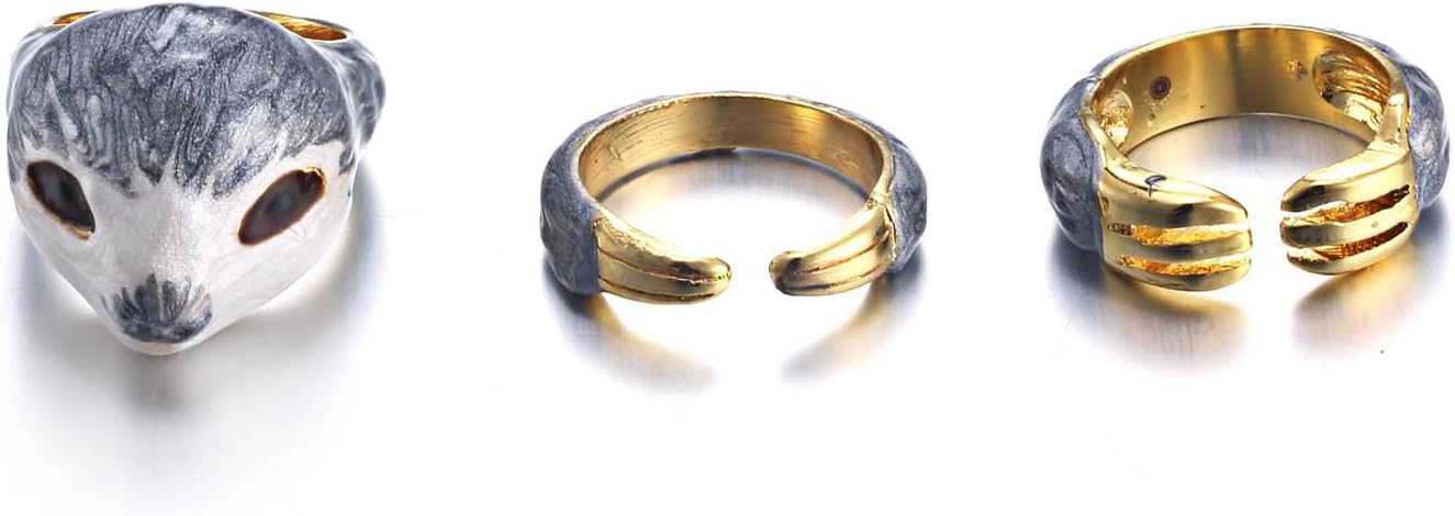 beemean Cute Animal Stack Sloth Rings - Open Joint Knuckle Ring Set Unique Jewelry for Women Girls