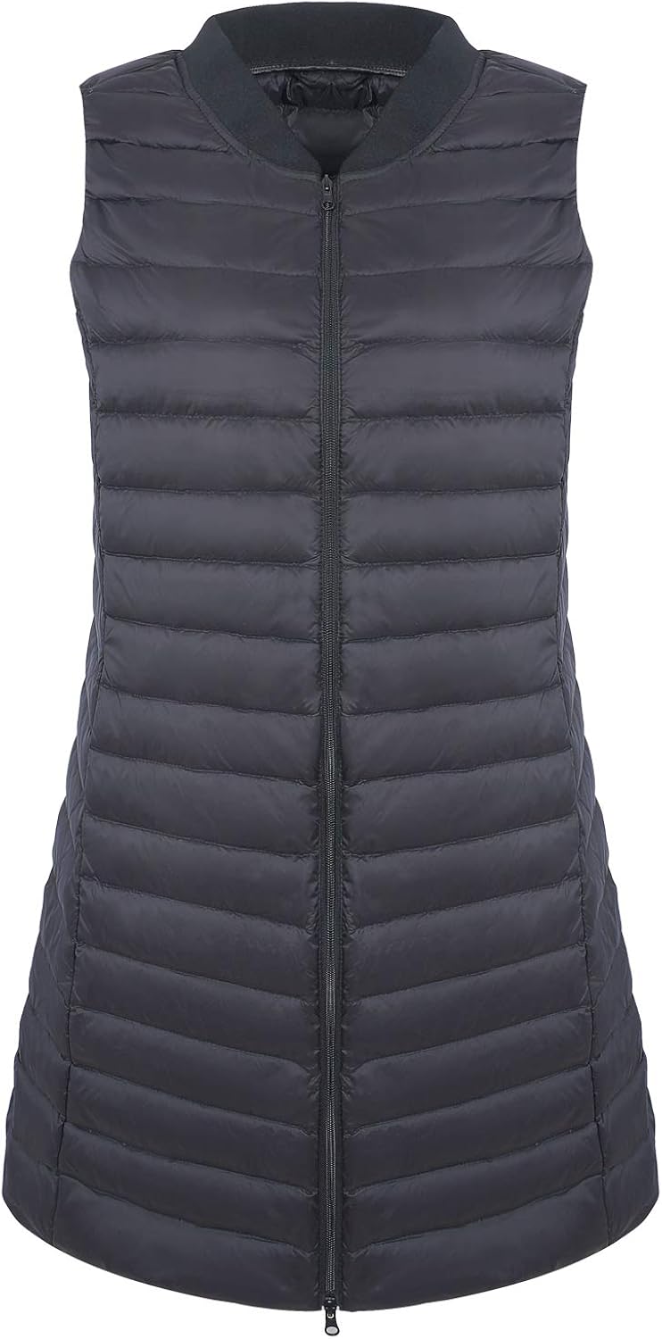 ELFJOY Womens Long Puffer Vest Packable Lightweight Down Vest Winter at