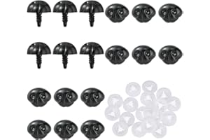 GORGECRAFT 20PCS Plastic Matte Safety Noses with 20PCS Spacer Craft Sew Dog Nose Black Teddy Bear Noses Doll Making Supplies 