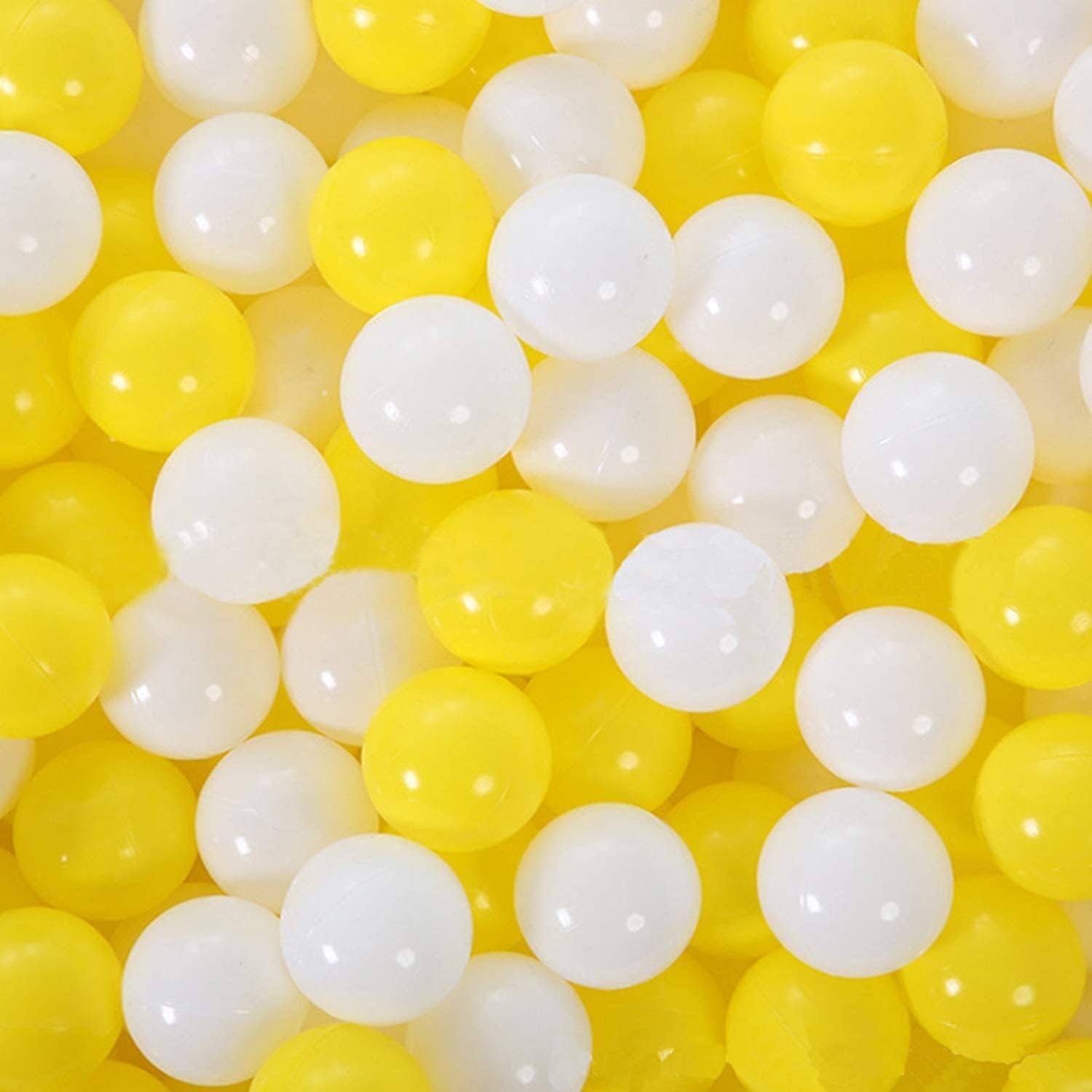 Photo 1 of Ball Pit Balls 100 - Macaron Colors Balls for Ball Pit, Play Tent Baby Playhouse Pool Birthday Party Decoration (G-Yellow&White)