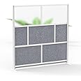 Stand Up Desk Store Expanse Modular Wall | 70'' x 70'' Wall | Expandable Partition Room Divider with Rearrangeable Frosted Acrylic & Sound Absorbent Panels (Silver Frame)