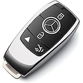 ZSPDACC Compatible with Mercedes Benz Key Fob Cover Silver car Key Chain case Protector Holder E300 E350 E400 E450 A220 CLA250 C300 GLA250 GLB250 GLC300 GLE350 GLE450 GLE580 C43 E53 Accessories