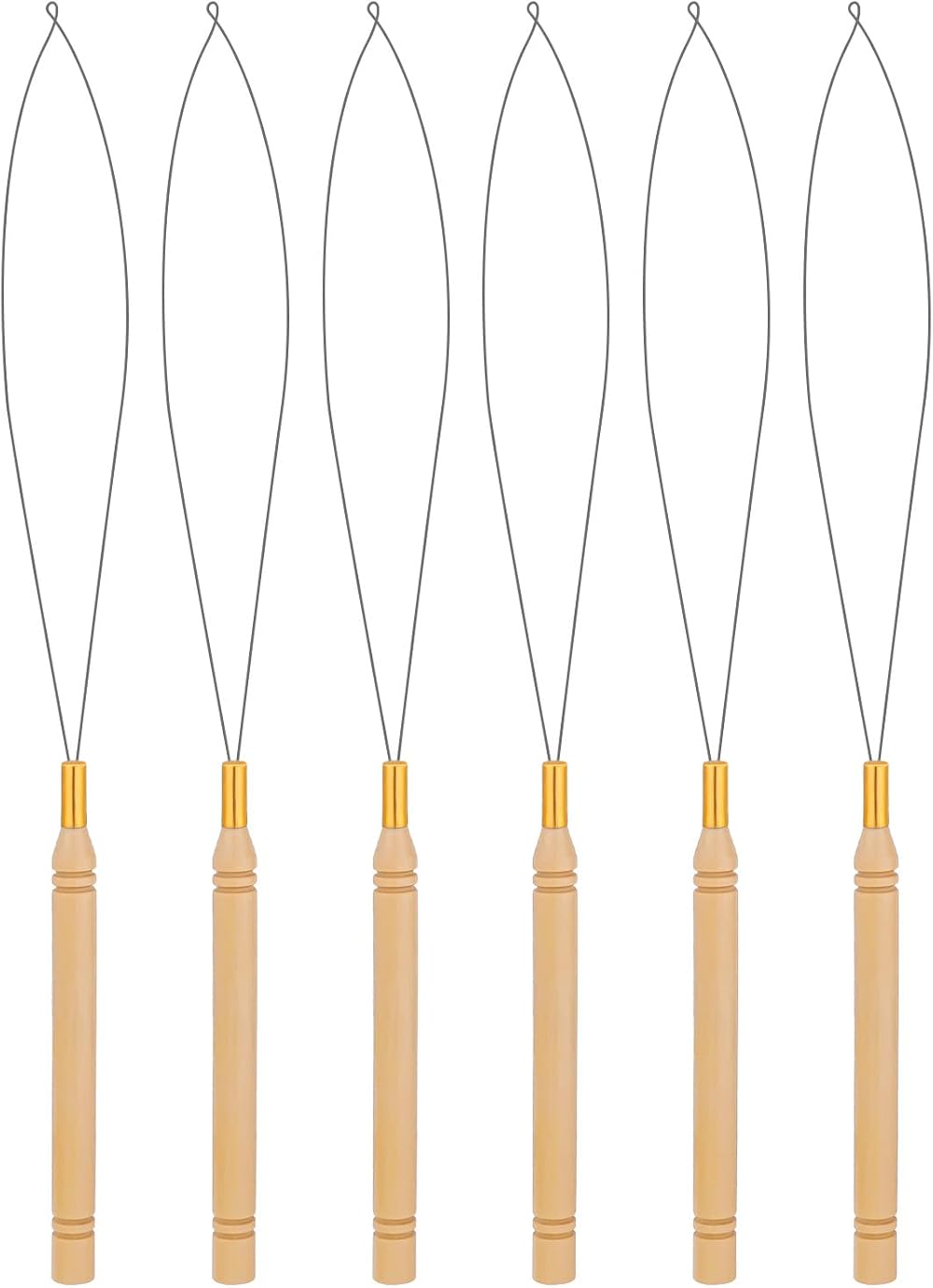 KALIONE 6 Pack Hair Extension Beader Kit Loop Needle Threader Tool