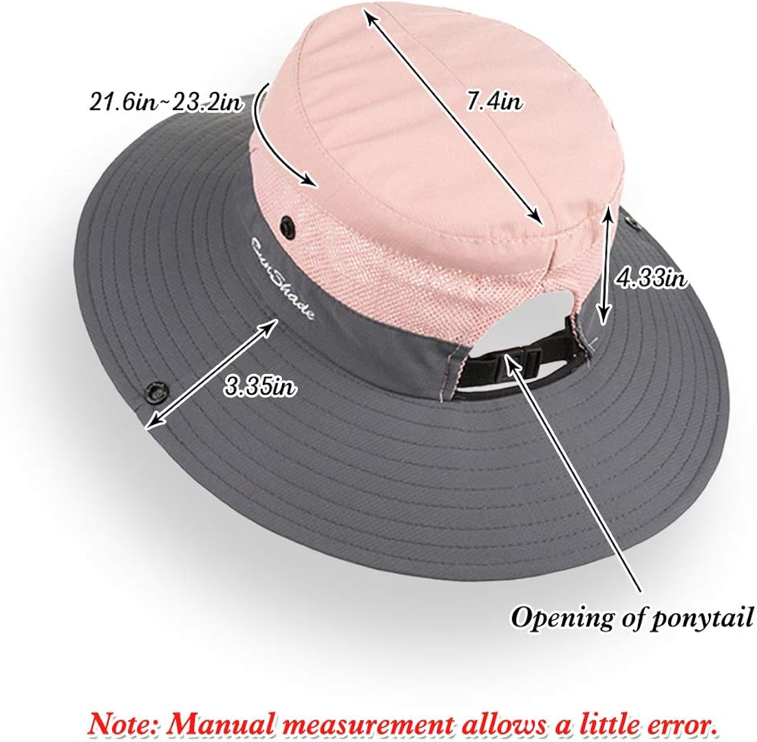 WITERY Women's Sun Hats UPF 50+ Ladies Wide Brim Sun Hat with Back Hole for Pony Tail Adjustable for Big Heads UV Protection Hats Breathable Packable Bucket Hat with Chin String(Pink) - Image 5
