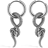NewHuajiava Dark Style Serpentine Earrings, made of stainless steel material, with a unique and cool personality, suitable for trendy parties and daily life