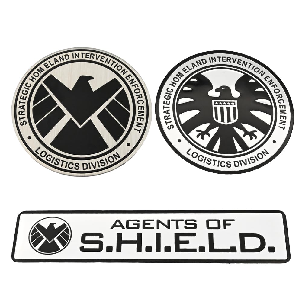 Photo 1 of Kaolituis Car Badge Decal The S.H.I.E.L.D. Badge 3D Aluminum Alloy Circle Car Motorcycle Emblem Sticker Three-Piece Set