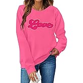 FAYALEQ Valentine's Day Sweatshirt Women: Love Heart Shirt Lover Gift Shirt I Love You More Shirt Romantic Tee Tops