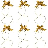 Patikil 2-inch Pull Bows, 40 Pack Present Wrapping String Ribbon Decorative Bow Tie for Wedding Party Birthday Decorations, Gold Tone