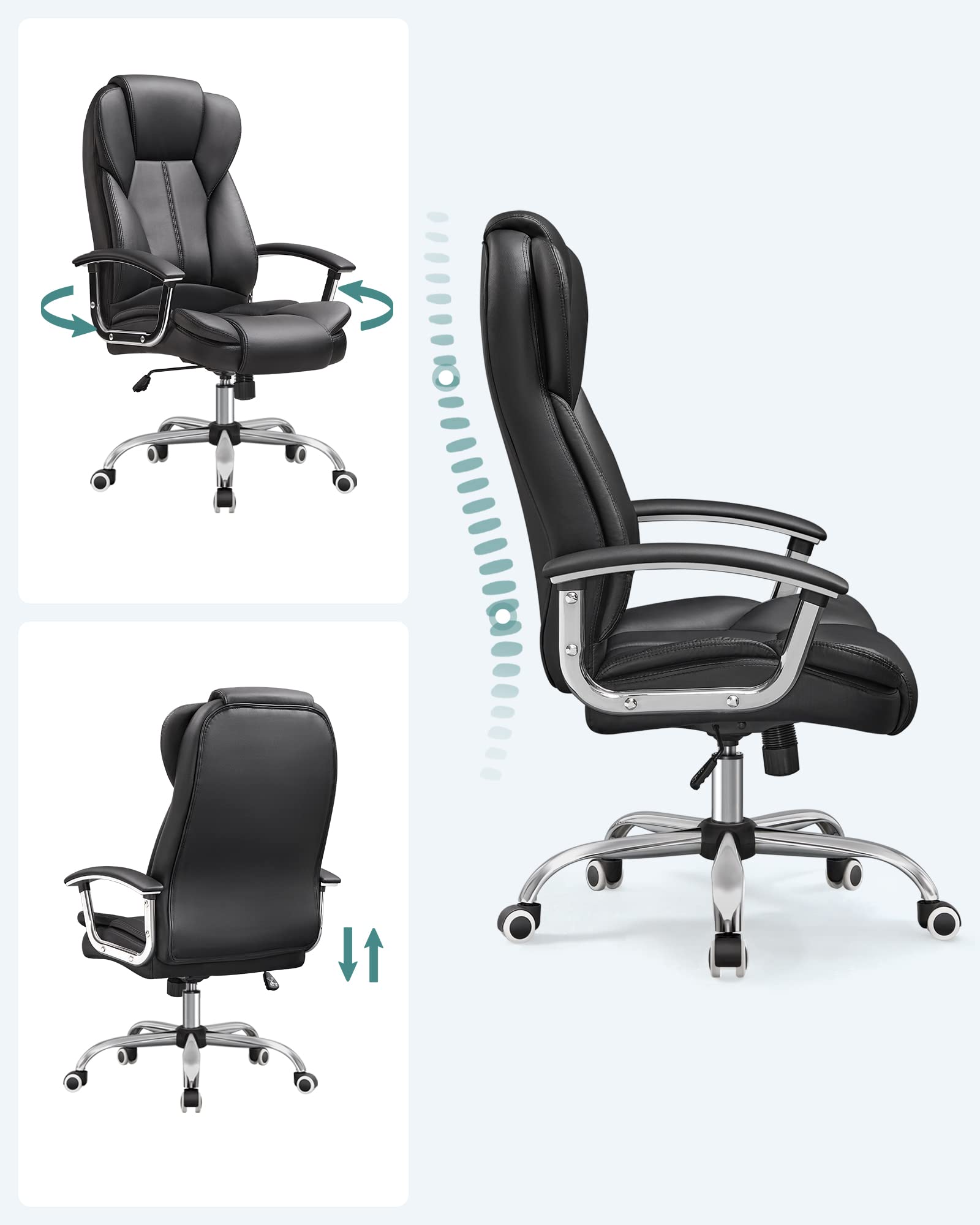SONGMICS Bürostuhl Chefsessel Drehstuhl Computerstuhl Sitzhöhenverstellung office Stuhl Polsterung, OBG57B 6
