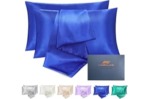 LINENLINE Satin Pillowcase for Hair & Skin, Queen Size, 20x30 Inches, 2 Pack with Envelope Closure, Similar to Silk Pillow Cases, Silky Soft Pillow Cover, Gifts for Girl, Royal Blue